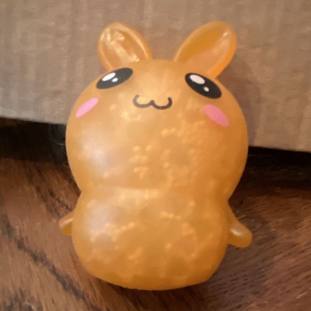 Orange Bunny Rabbit Gel Squeeze Ball Stress Reliever Toy 3in x 2in x 2in